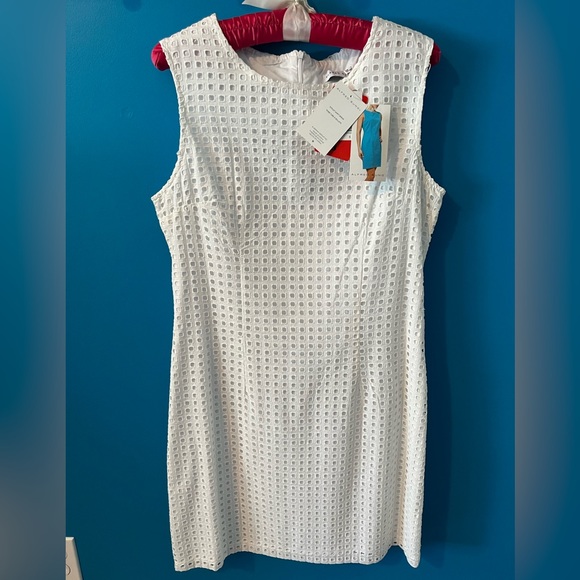 Alfred Sung NWT white eyelet shift dress size 8 - Picture 1 of 6